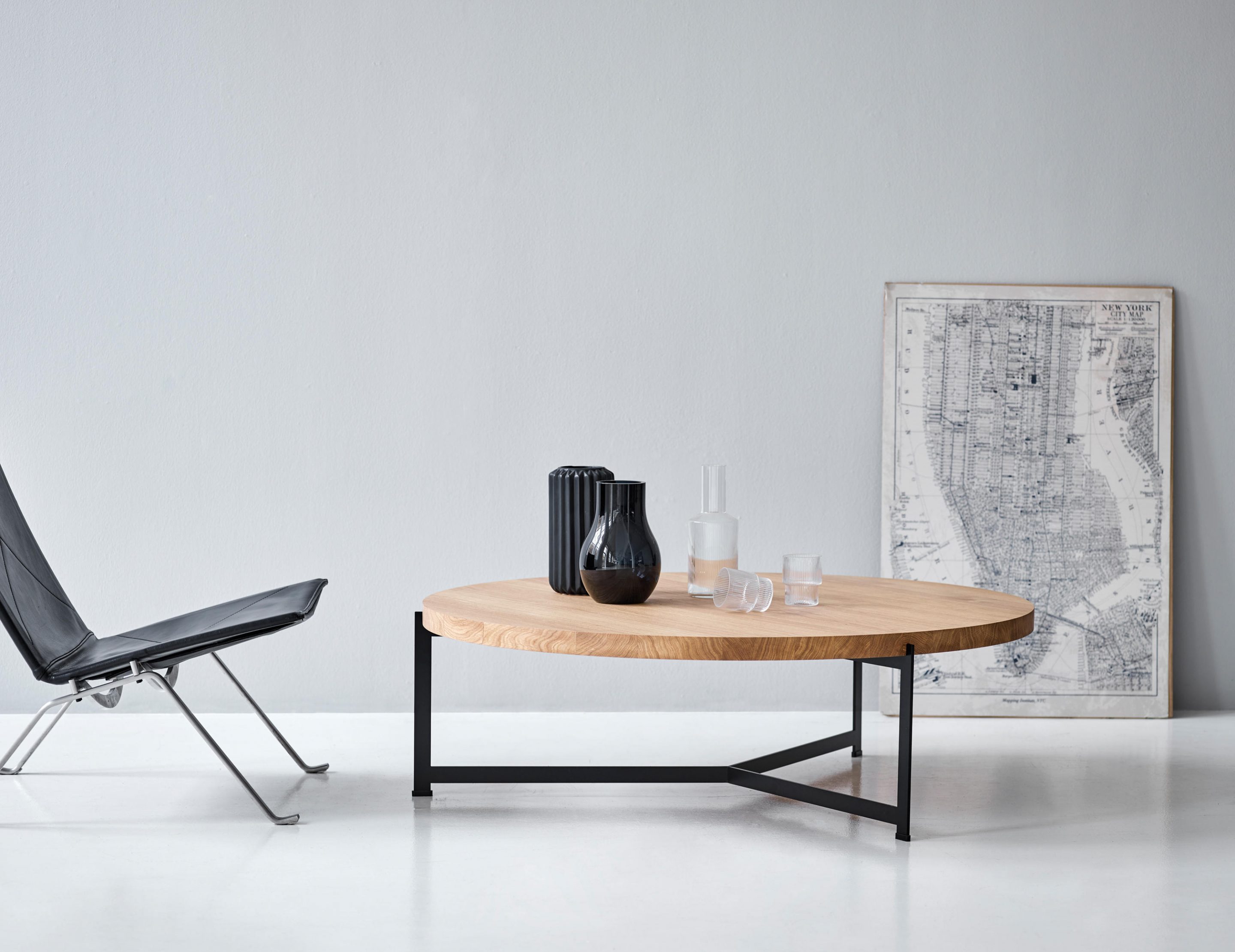 Plateau L 110 Oak Oil Black Steel Legs Lb6 B